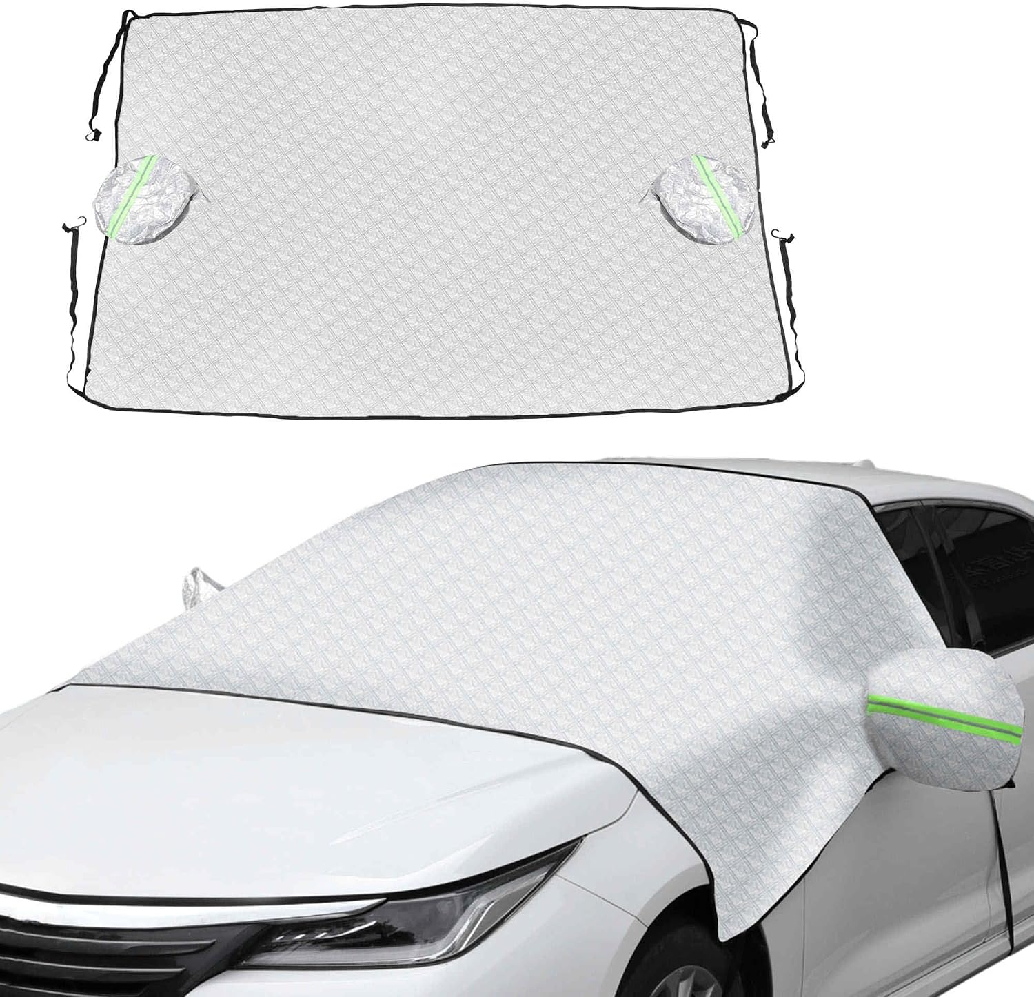 Car Windshield Cover for Ice and Snow SUV Half Car Cover Top with Reflective Straps Winter Car Snow Cover Universal Fit for Most Cars SUV(87" x 45")