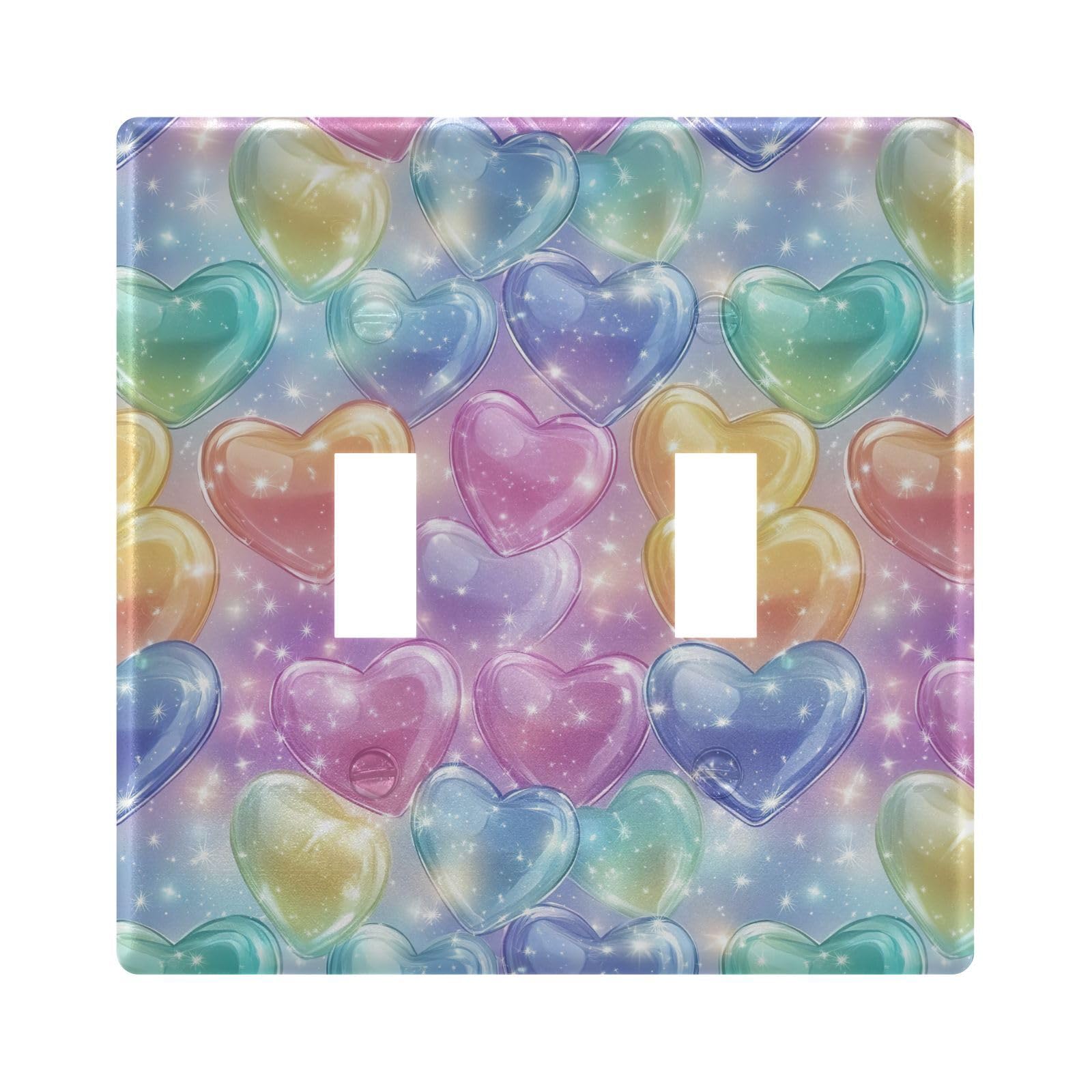 UMIRIKO Rainbow Colored Hearts Sparkling Lights Light Switch Cover Plate Covers Decorative Double Toggle Home Decor 202b6558