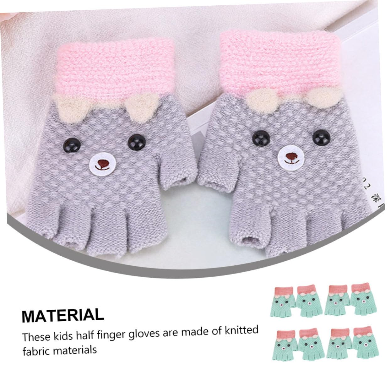 SHERCHPRY Fingerless Gloves for Boys and Girls 4 Pairs Warm Knitted Gloves Toddler Random Color