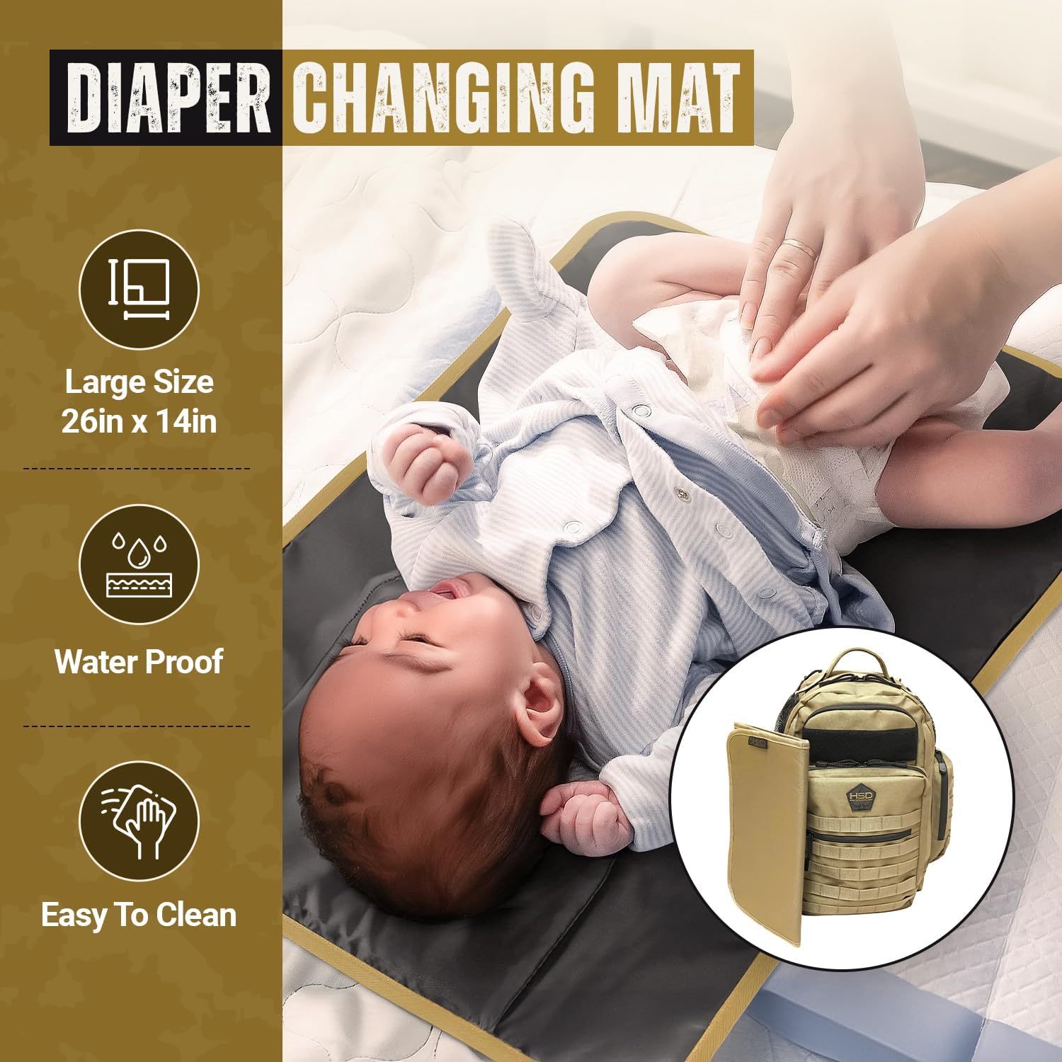 HighSpeedDaddy Diaper Bag Backpack with Diaper Changing Mat - Waterproof Military-Grade Baby Travel Bag - Spacious Design for Moms and Dads on the Go with Toddlers Baby Bag - Coyote Brown