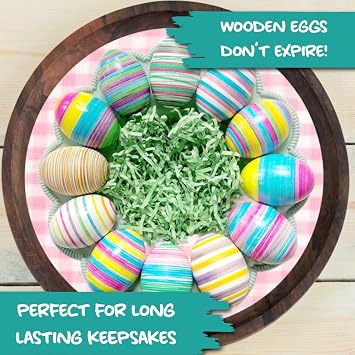 The Eggmazing Easter Egg Decorator - Peeps Bunny (Blue) + White Wooden Eggs (6 Pack)