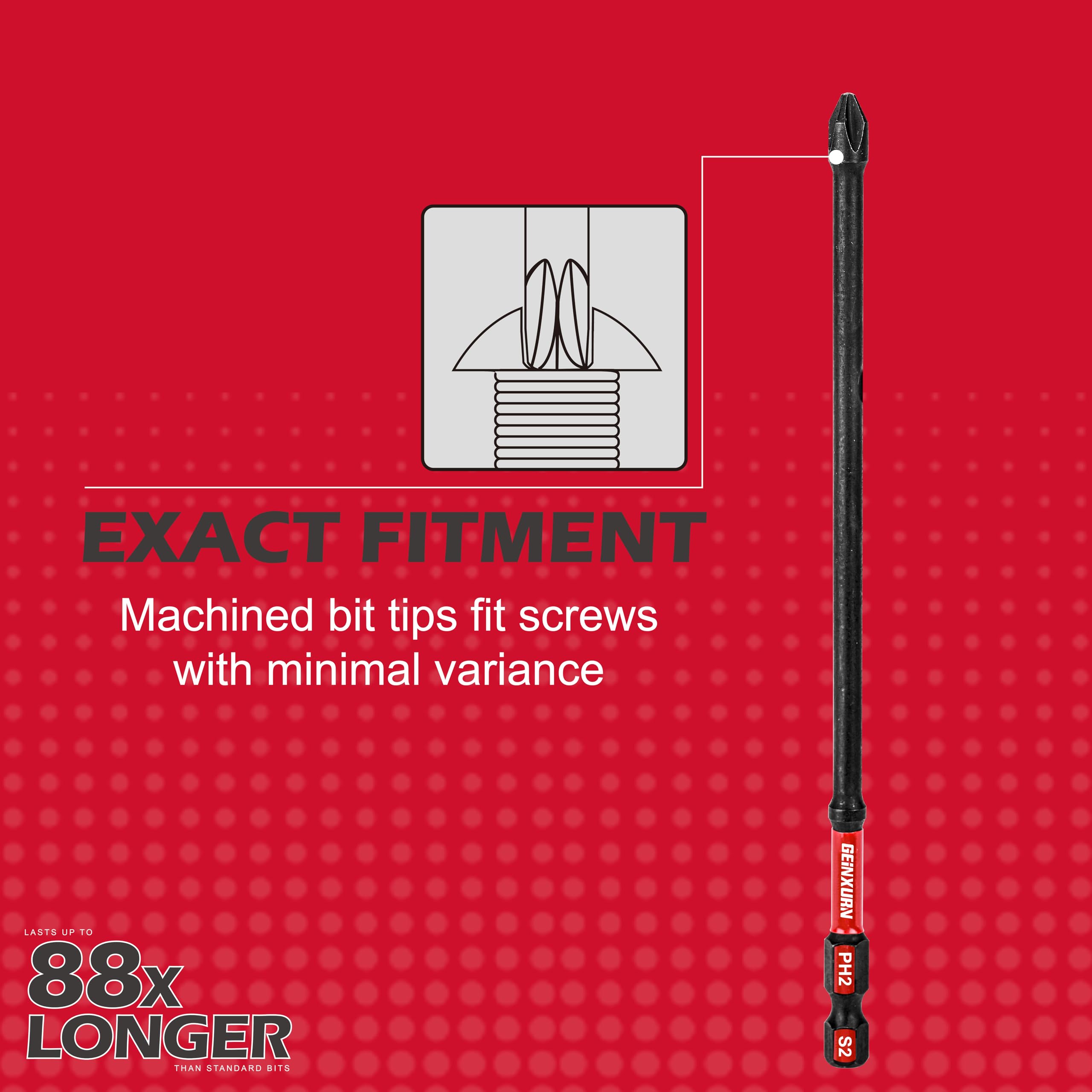Impact Tough PH2 Schraubendreher-Bits – 10 Stück, 15,2 Cm Lang, D2 Stahl, Magnetisch, 1/4" Sechskant, Für Schlagschrauber
