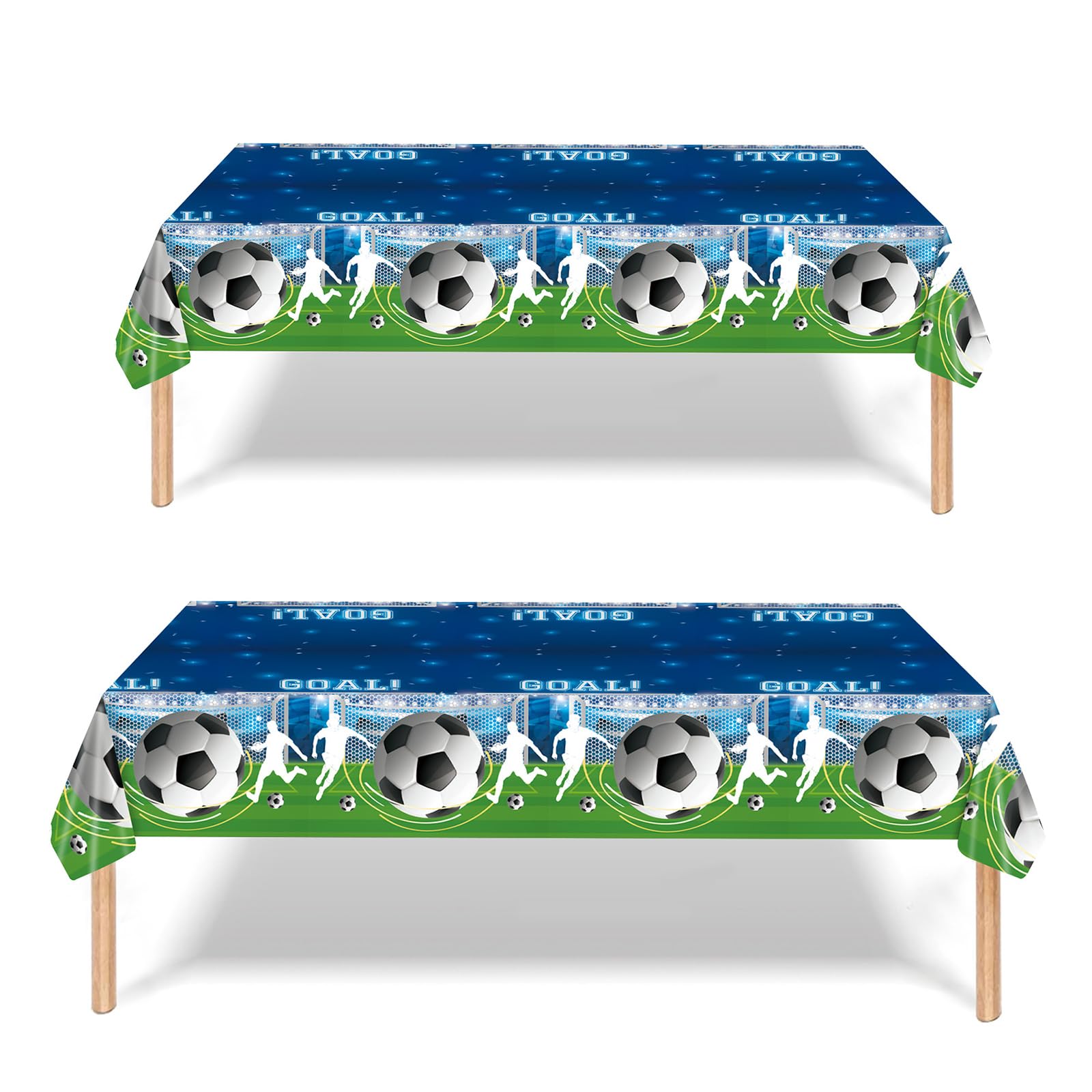 2P Football Party Tablecloths,137 x 274cm Black and White Soccer Plastic Table Cover Football Sports Party Rectangular Table Cloth,Football Theme Tablecloth for Birthday World Cup Soccer Partys Decor