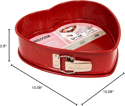 Miniatura 9 de casaWare Heart Springform - Sartén de 10 pulgadas, revestimiento de cerámica, antiadherente, granito rojo