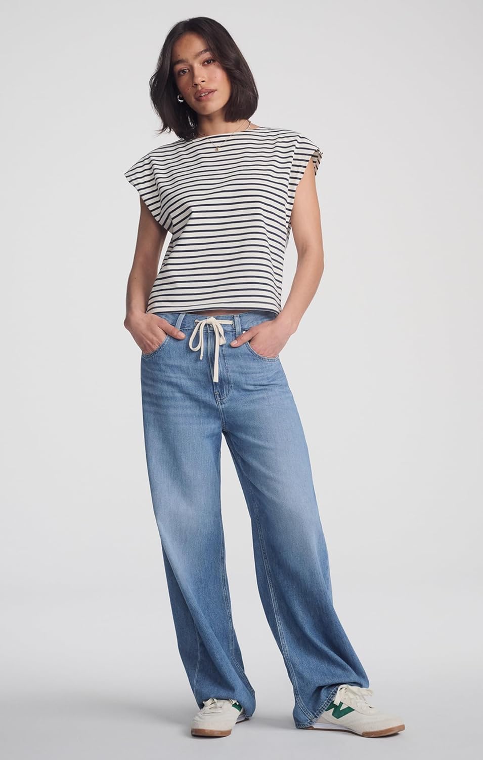 Mavi Women's Nella High Rise Wide Leg Jeans, Light Blue Well Blue