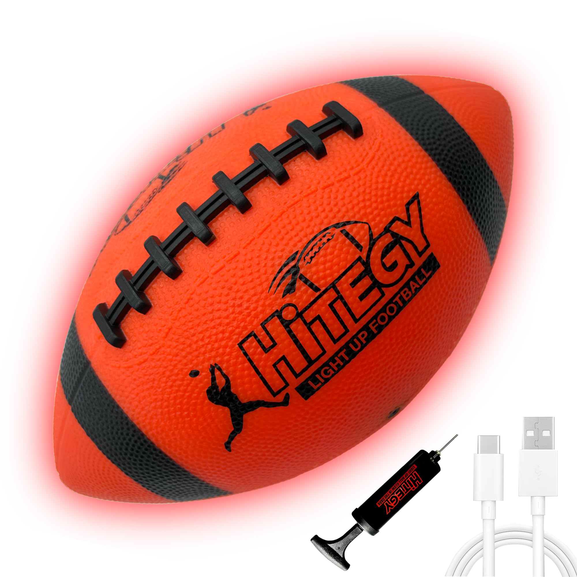 Rechargeable Light Up Football - Glow in The Dark Football - Junior Size - Equipped with USB-C Cable, Pump,Gift Wrapped Toys for Kids, Boys, Youth, Indoor & Outdoor Games