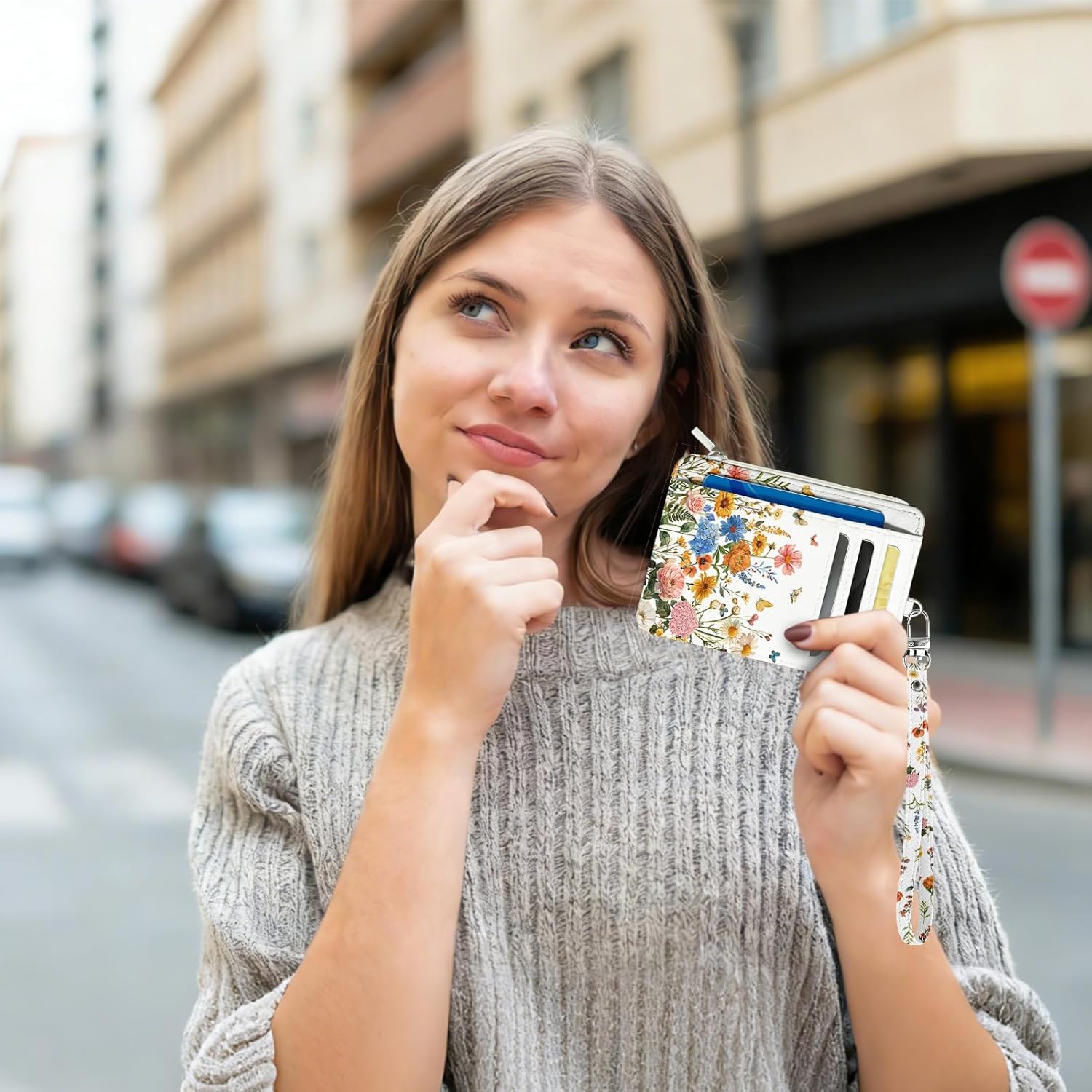 Floral Slim Wallet for Women - RFID Blocking Credit Card Holder, PU Leather Wallet with ID Window & Zipper Coin Pocket, Thin Travel Front Pocket Card Case Ladies Gifts - Image 6