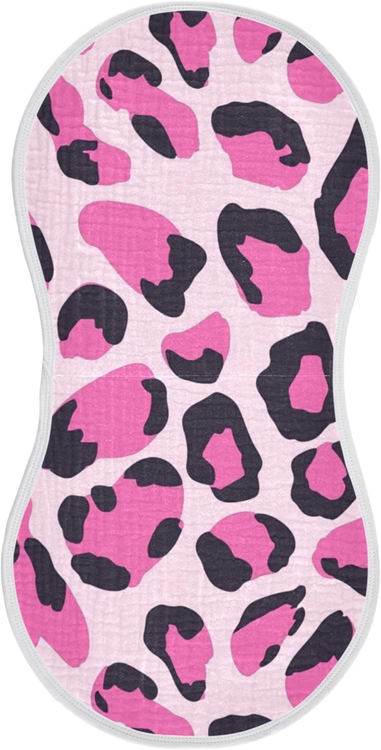 Leopard Prints Animals Pinks Burp Cloths Baby Boys Girls Absorbent Soft Cotton Burping Cloths Rags 4 Pack