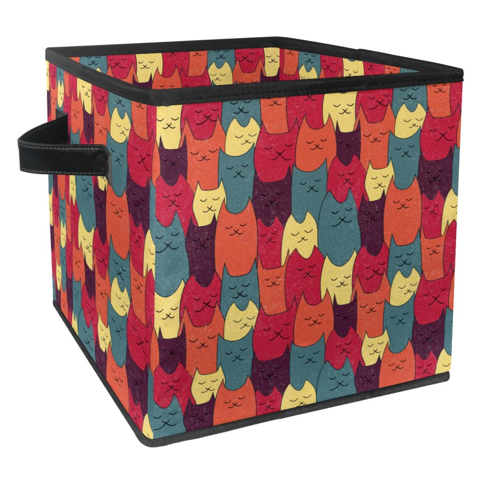 Panier de rangement cube en tissu motif chat pour ranger les jouets de la chambre