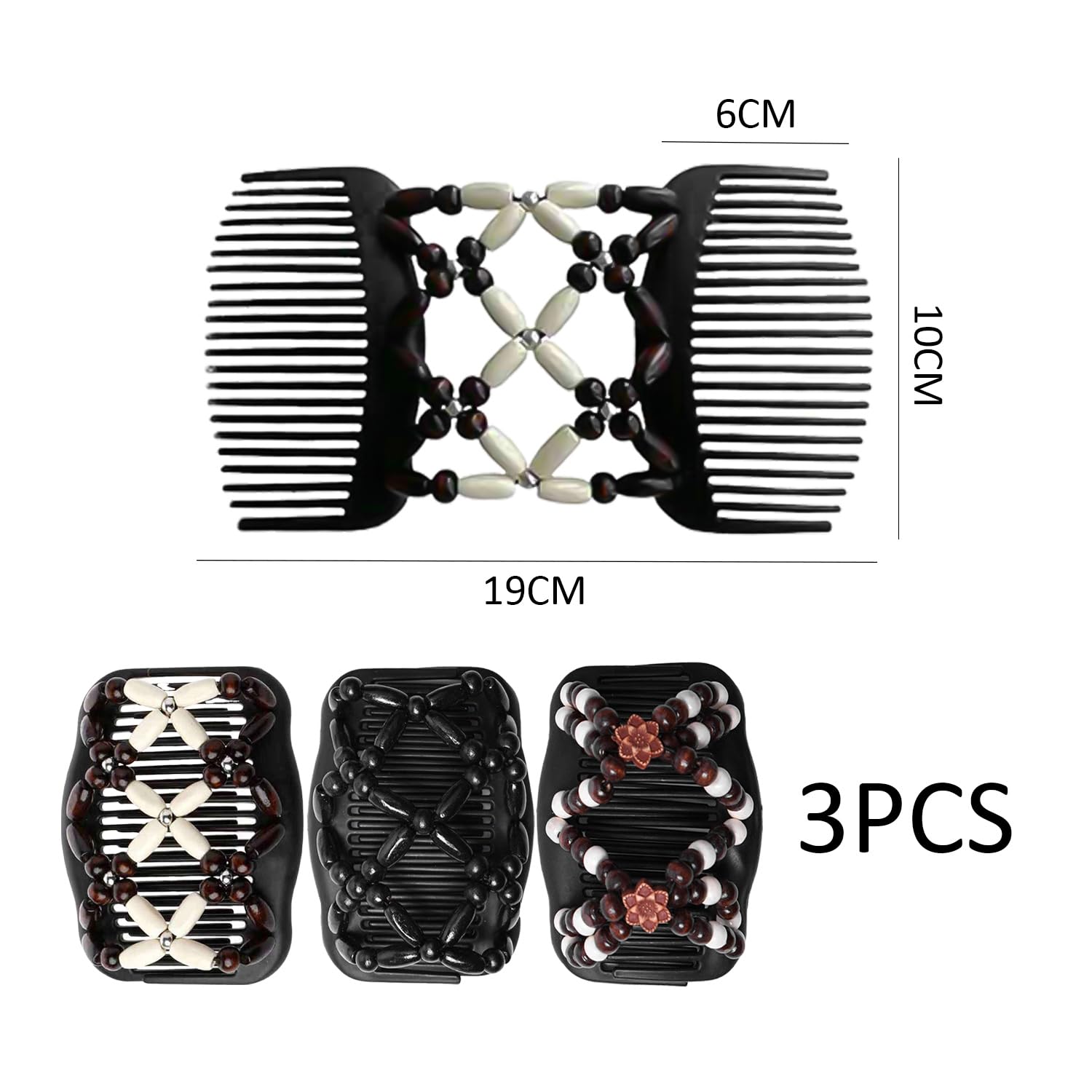3 Pieces Of Hair Comb Inserts, Women'S Headwear, Elastic Double-Row Comb, Fashionable Magic Hair Comb, Hair Accessories - Image 2