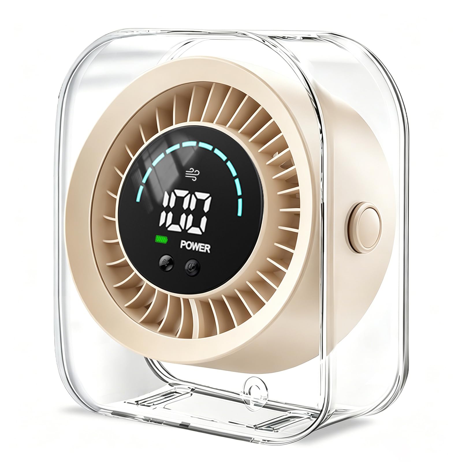 Desk Fan USB Rechargeable, Quiet Table Fan with 100 Speeds, Turbo Cooling Fans, HD Digital Display, 2-in-1 Desktop&Wall Mount, 360°Adjustable, Portable Small Fan for Bedroom, Home, Office, Travel — image 1