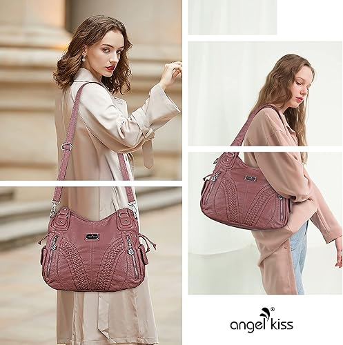 Miniatura 7 de Monederos y bolsos de mano de moda para mujer bolsos de hombro con asa superior bolsos de cuero sintético Negro, Rosado, 130 gris,
