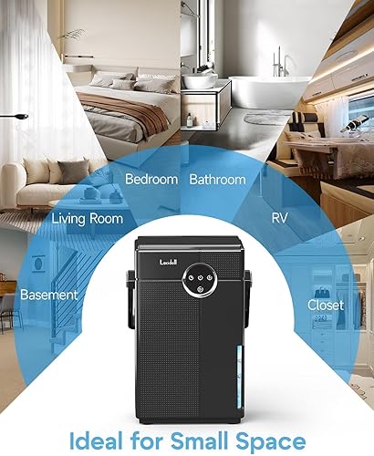 Miniatura 8 de Deshumidificador pequeño con manguera de drenaje, deshumidificador portátil para baño, deshumidificadores de 118 onzas para el hogar, 800 pies