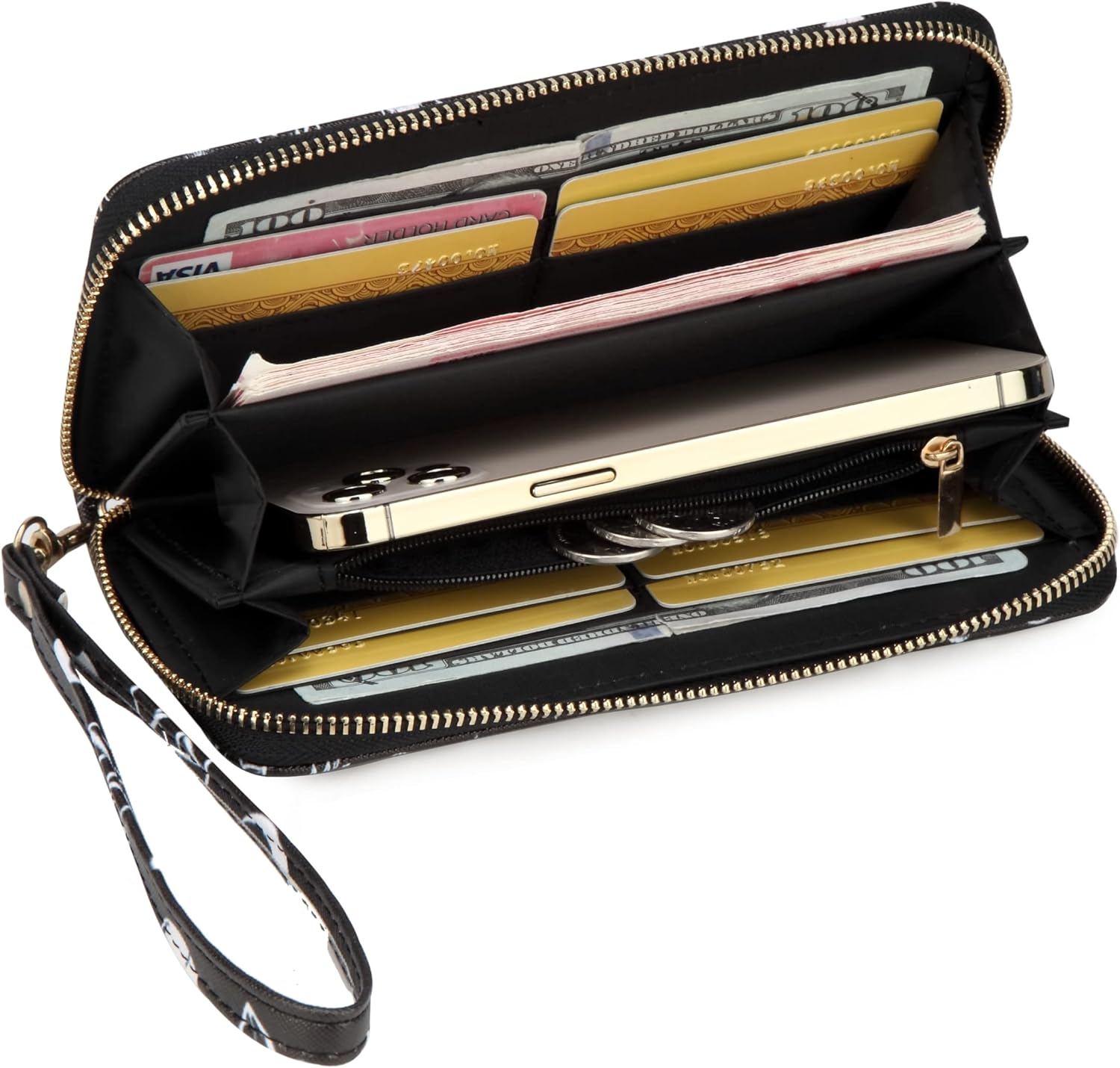 Leopard Cow Print Wallet For Women Skull Goth Frog Ladies Cluth Wristlet Wrist strap Long Purse Zip Around Card Holder - Image 4