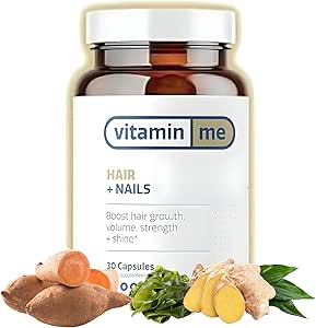 VitaminMe Hair and Nails Vitamins for Women and Men – Biotin with Zinc Selenium and Kelp to Support Hair Growth Stronger Nails and Healthy Shine – Extra Strength Natural Supplement – 30 Capsules