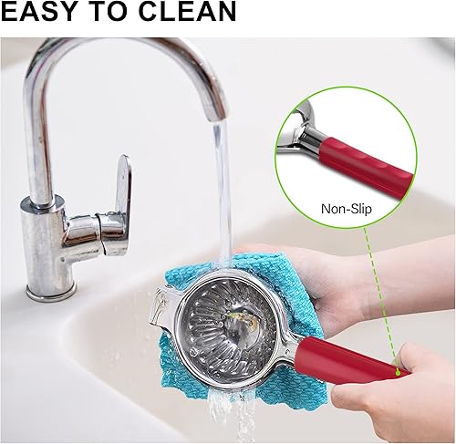 Miniatura 6 de Vakoo - Exprimidor manual de limón de acero inoxidable para lima cítricos limón y naranjas pequeñas color rojo