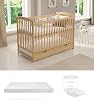 Love For Sleep JACOB Cot Bed 120x60cm with Drawer, Guard Barrier, Teething Rails, ALOE VERA Mattress & PREMIUM Mattress Protector Pine