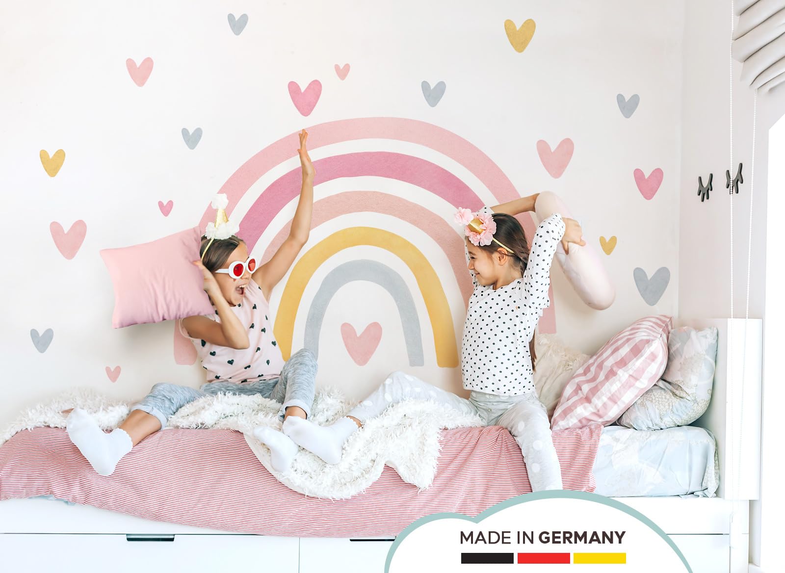 Little Deco Wandtattoo Regenbogen mit Herzen pink rosa gelb DL5088 XL