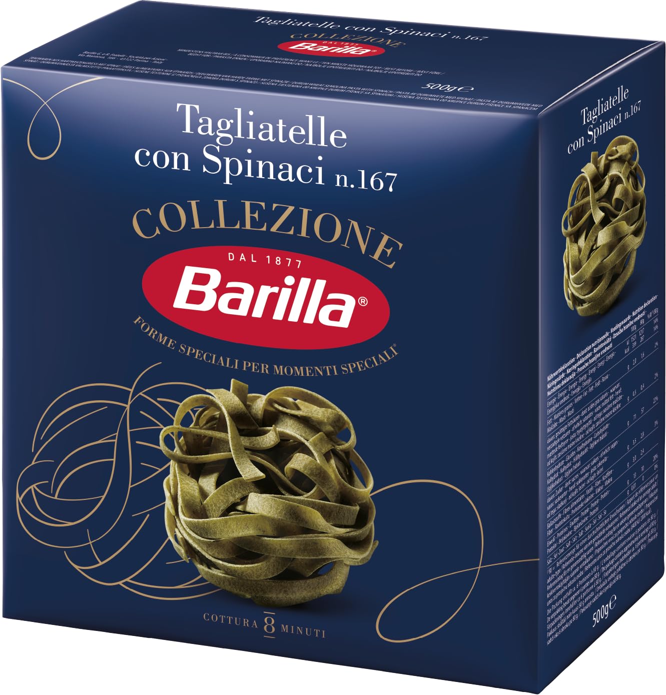 Barilla Hartweizen Pasta Collezione Tagliatelle con Spinaci, (1 x 500 g) (Packung mit 4)