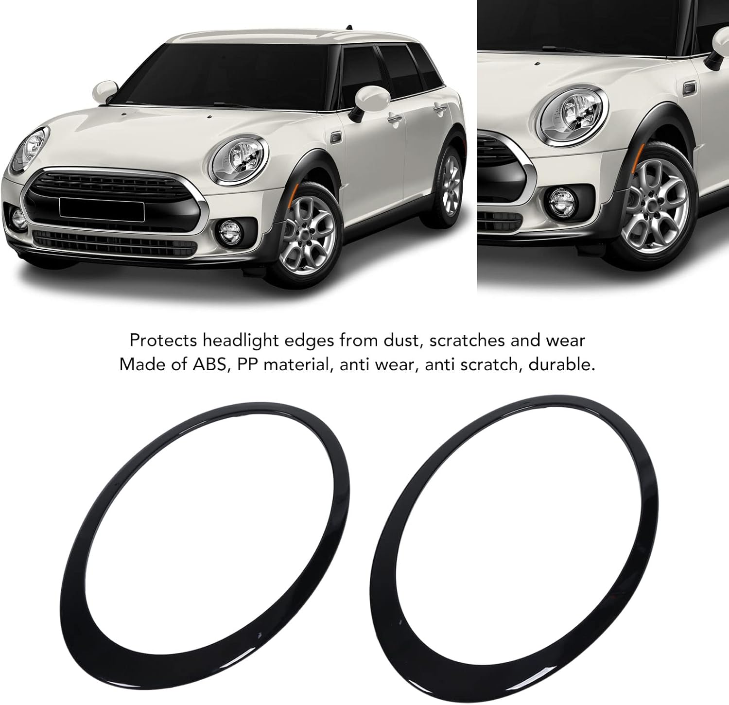 Headlight Trim, Extra 51137351372 Left and Right Side for Clubman F54 2014-2019 (Glossy Black)