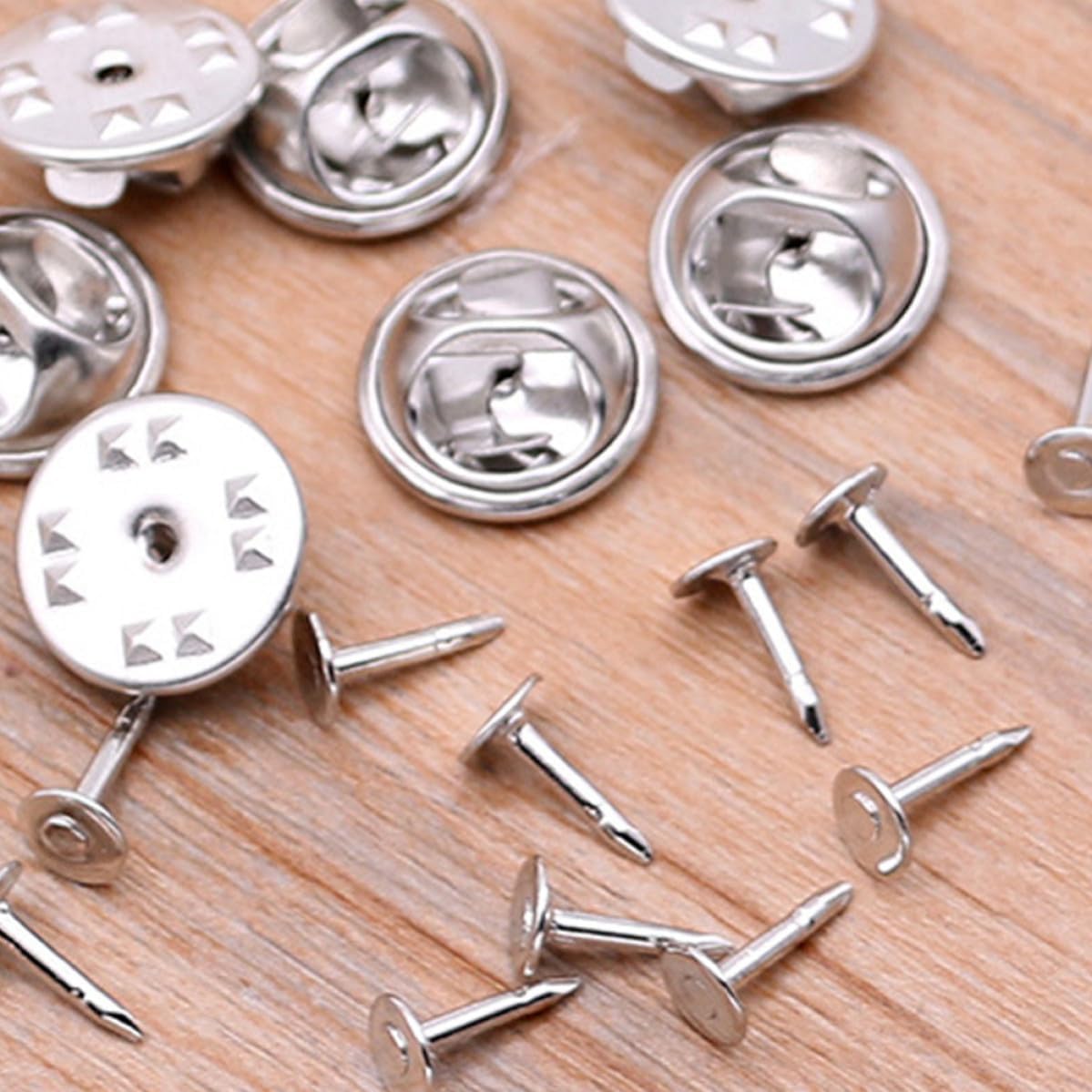 100sets Silver Alloy Pin Backs, No Tools Needed