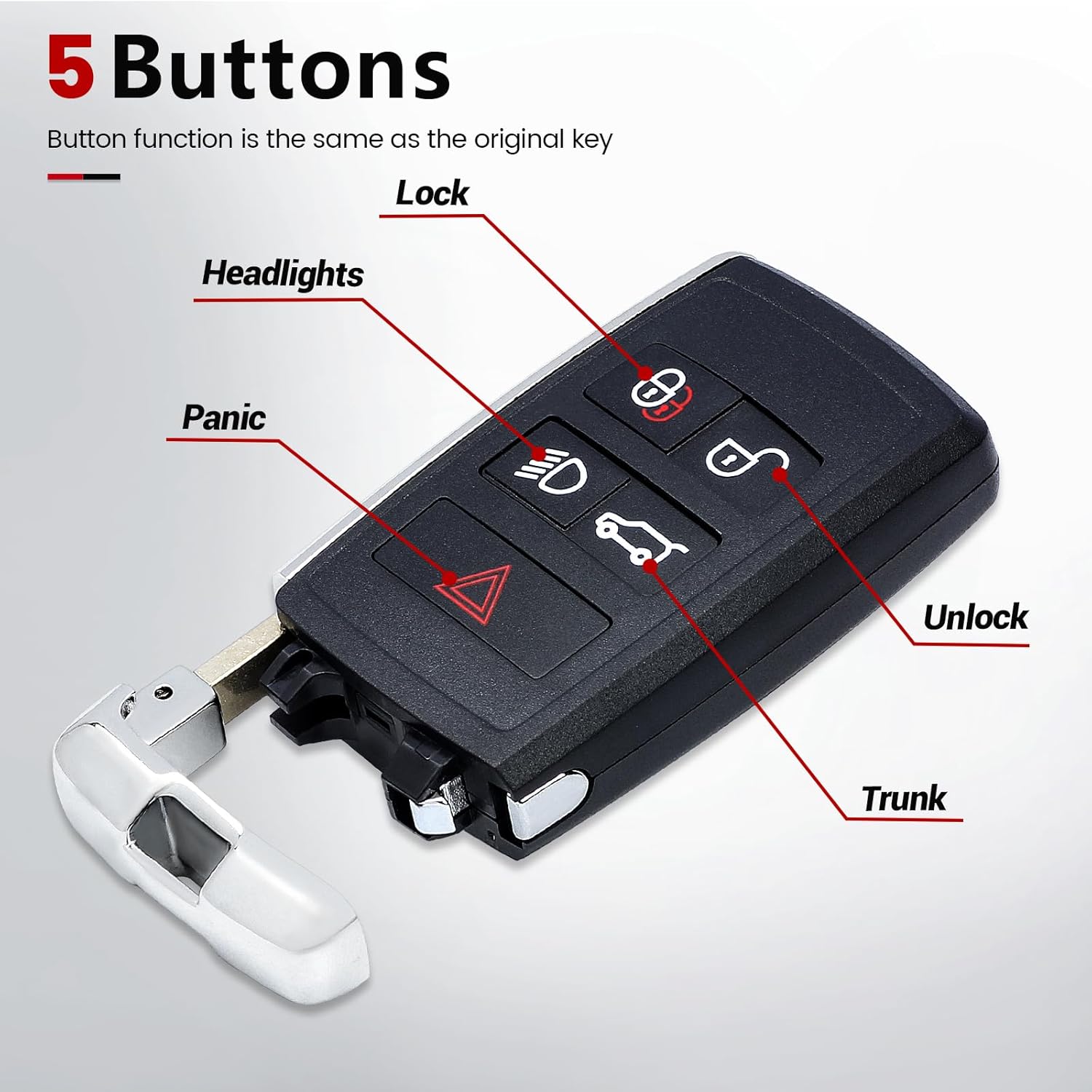 Beefunny Smart Remote Key Fob Replacement for Land Rover Discovery Range Rover Sport Evoque 2018 2019 2020 2021 2022 2023 Half Keyless Car Key 315Mhz FCC ID: KOBJXF18A, P/N: JK52-15K601-xx - Image 5