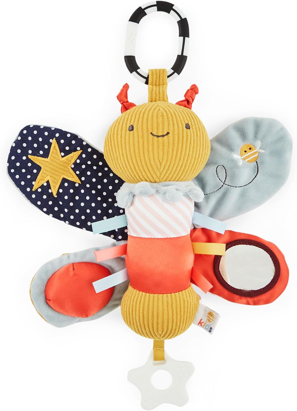 Just bee kidsDragonfly Activity Pram Toy | Teething Ring | Rattle | Calming Textured Tags | Baby Safe Mirrors | Baby Toys, Lamaze Toys For Babies, Pram Toys