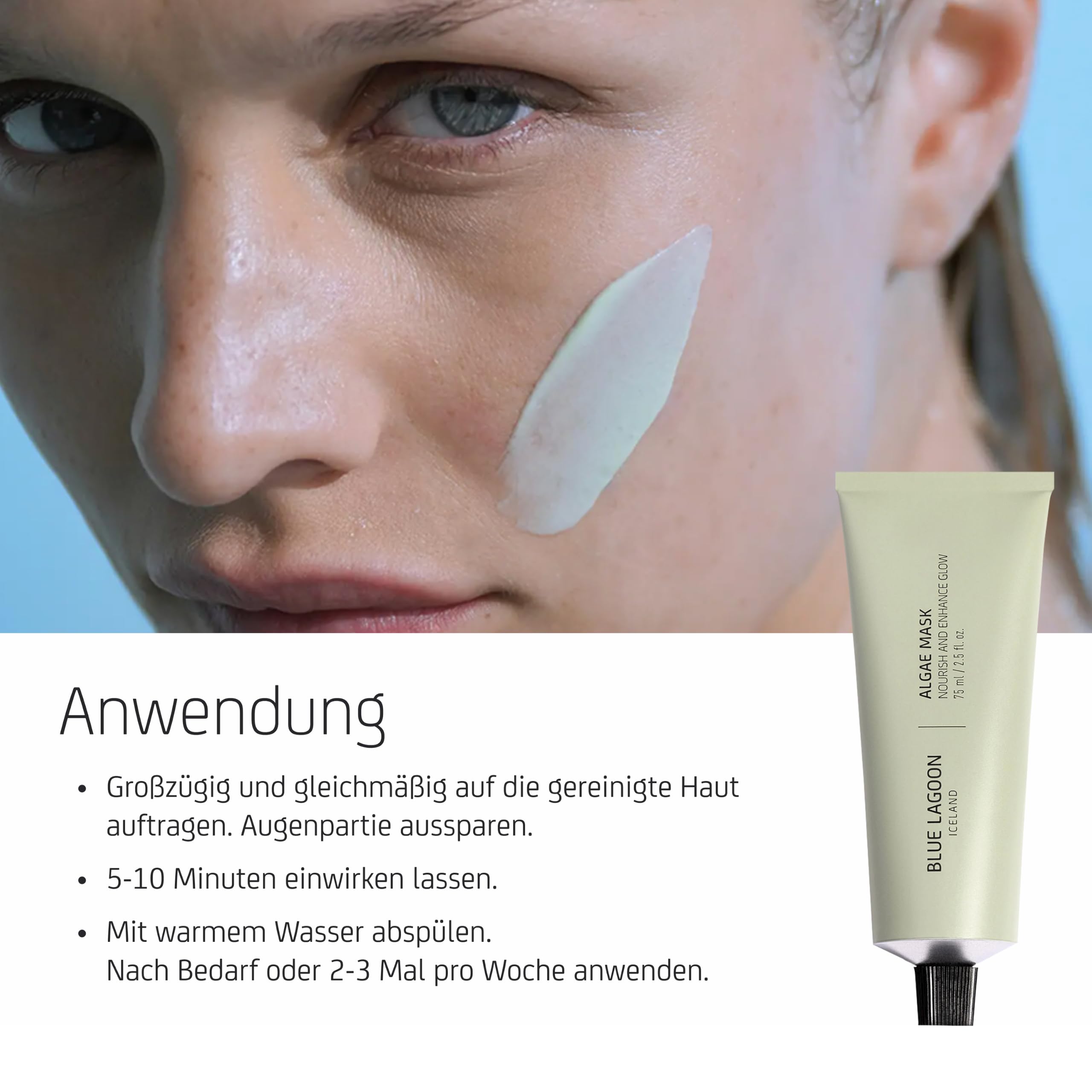 Blue Lagoon - Pflegende Algen-Gesichtsmaske für Kollagen-Boost, zeitloses Lift & Enhanced Glow - Hydrating Mask - Moisturizing Face Mask - Hydrating Mask Skin Care - Isländische Hautpflege (75 ml)