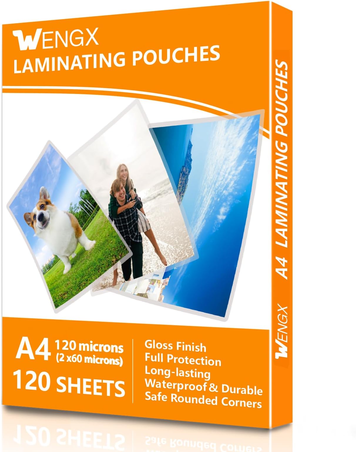 120 Sheets A4 Laminating Pouches,Gloss Finish,Rounded Corners, Clear,120 Micron (2 x 60 Micron) Laminator Pouches Glossy Laminate Pouch-Flexible Rigidity for Everyday Use