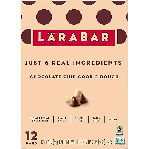 Miniatura 4 de Larabar - Masa de galletas con chispas de chocolate, barras de frutas y nueces sin gluten, 12