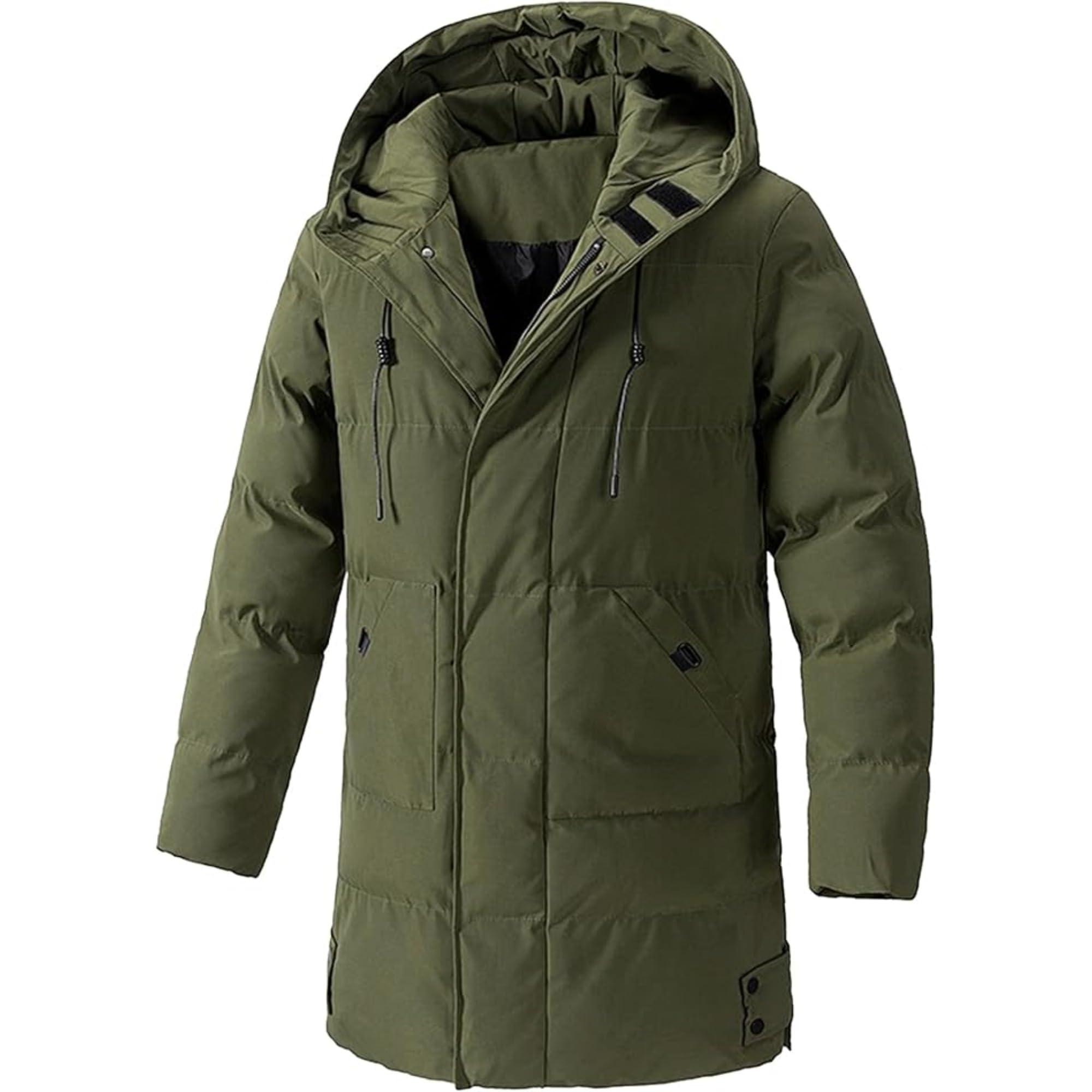 Piumino da uomo di media lunghezza, pesante, in misto piumino, per clima freddo estremo, caldo cappotto trapuntato invernale