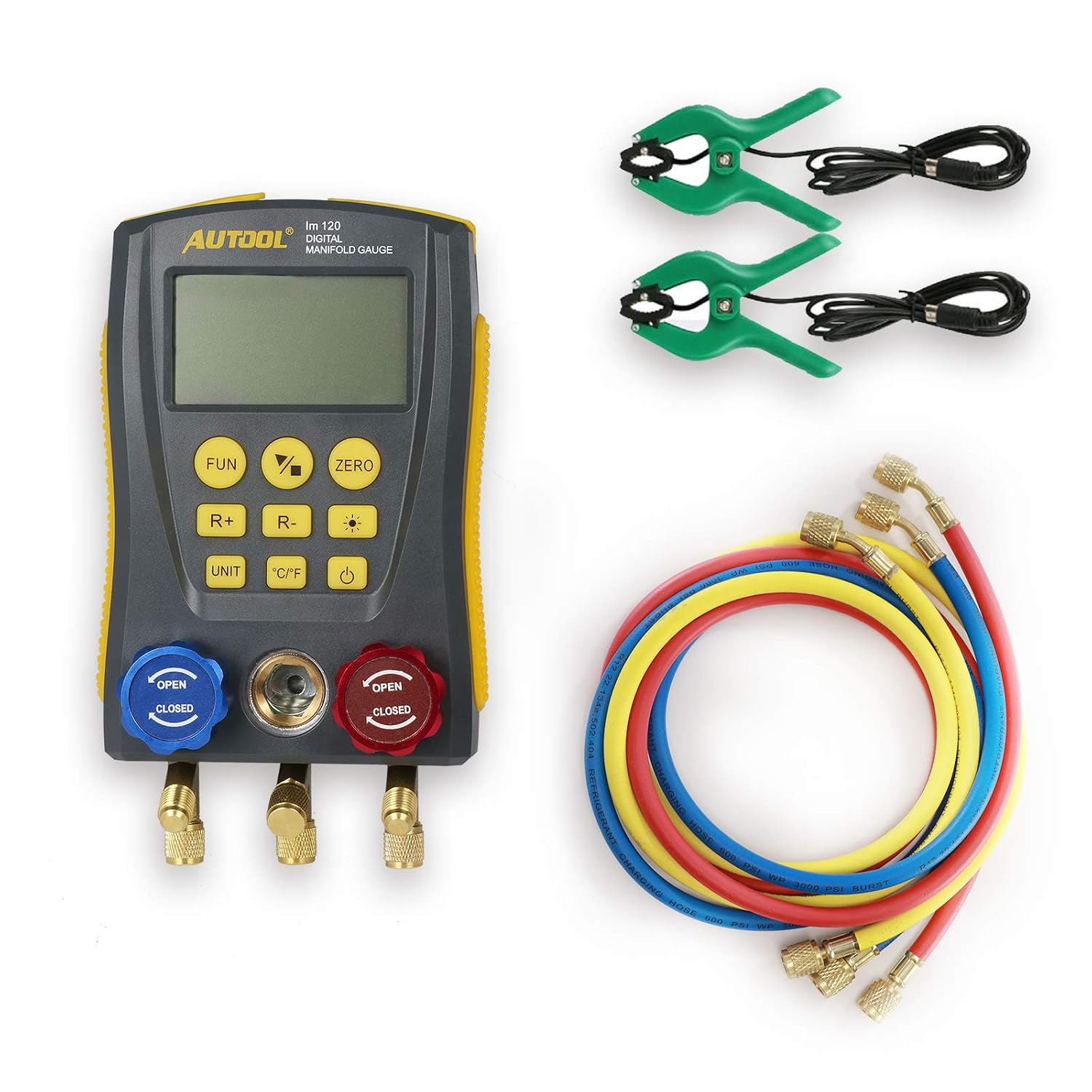 BELEY Refrigeration Digital Manifold HVAC System Gauge Set, High-Precision Vacuum Pressure Temperature Leakage Tester Dignostic Meter Kit