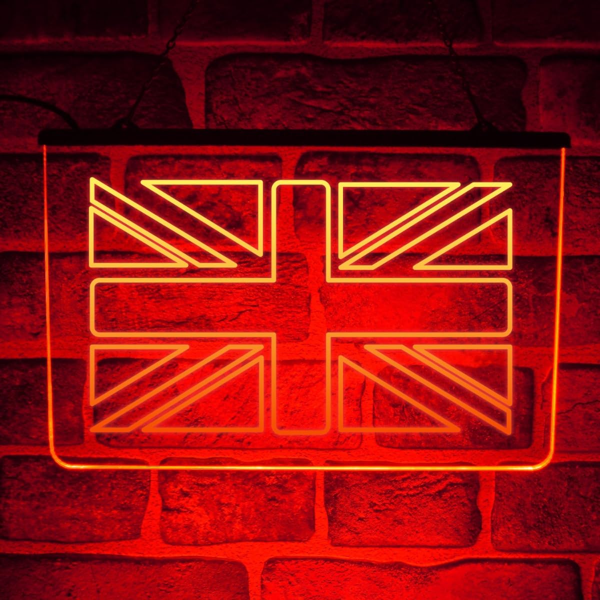 Paint The Town Led Red Union Jack Led Neon Light Sign | Great Britain Multicolour British Flag Hanging Wall Decor For Home Bar, Pub, Lounge Or Bedroom | Usb Powe (Red)