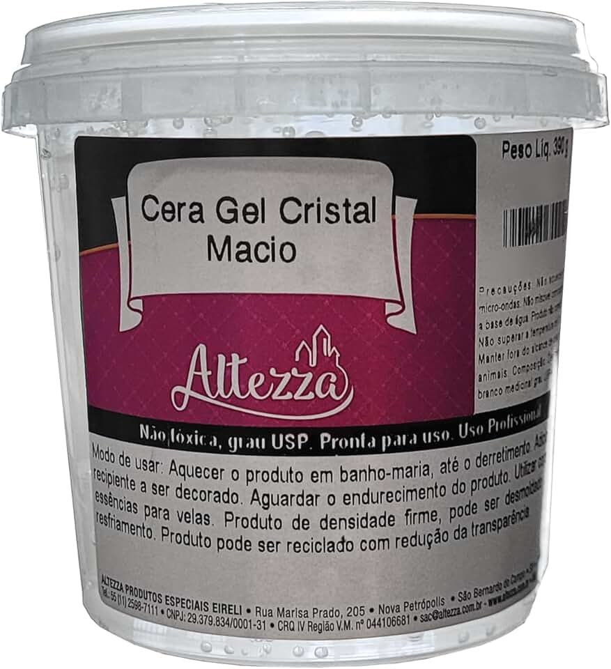 Cera Gel Macio Pote 390g (Cera Gel Macio) Altezza Vela Parafina Gel Cristal Macia Transparente = 450ml