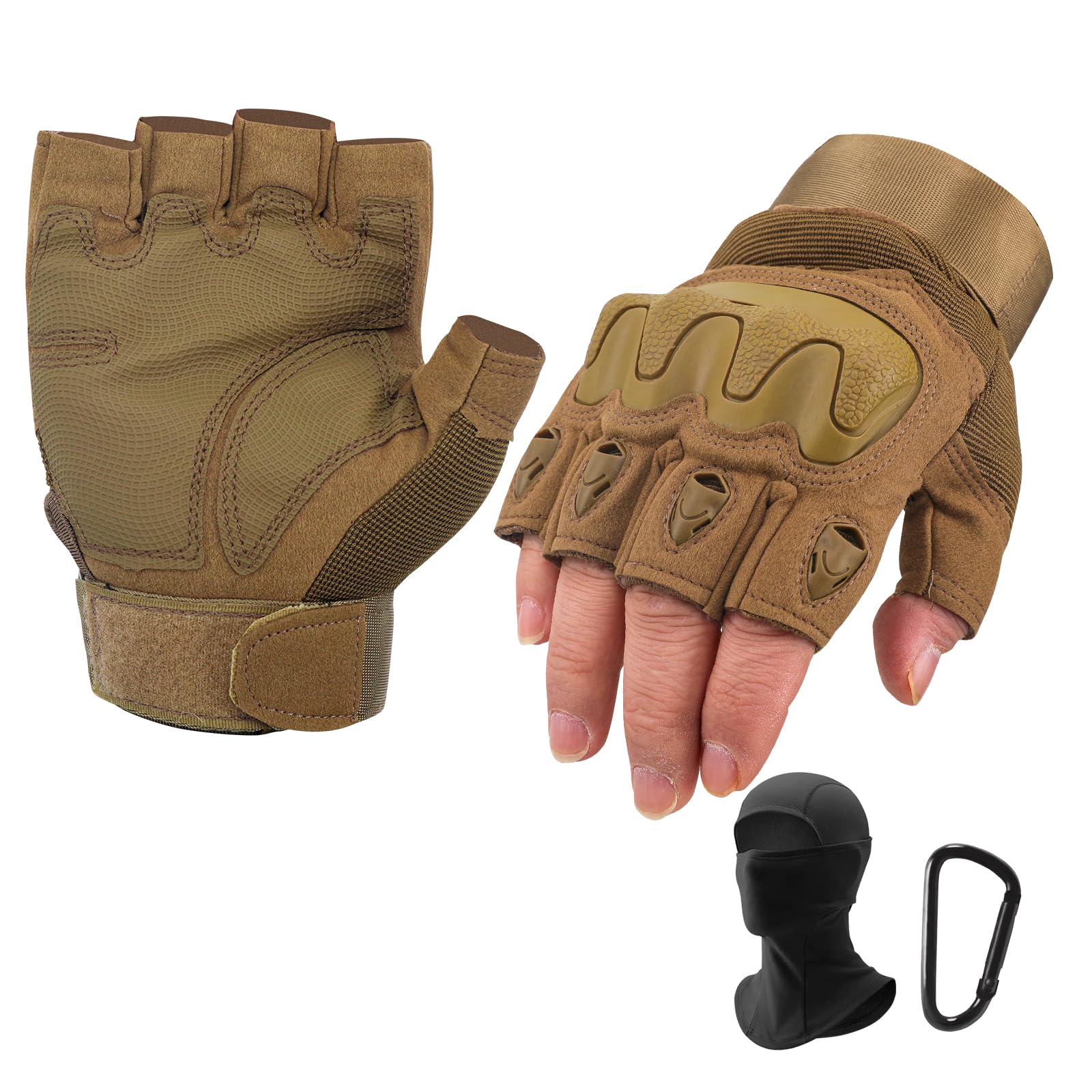 ZAIXIA Tactical Gloves for Men & Women,Motorcycle Fingerless Gloves, Gloves for Motorcycle Riding,Hunting,Hiking, Climbing (Come with Balaclava Face Mask)