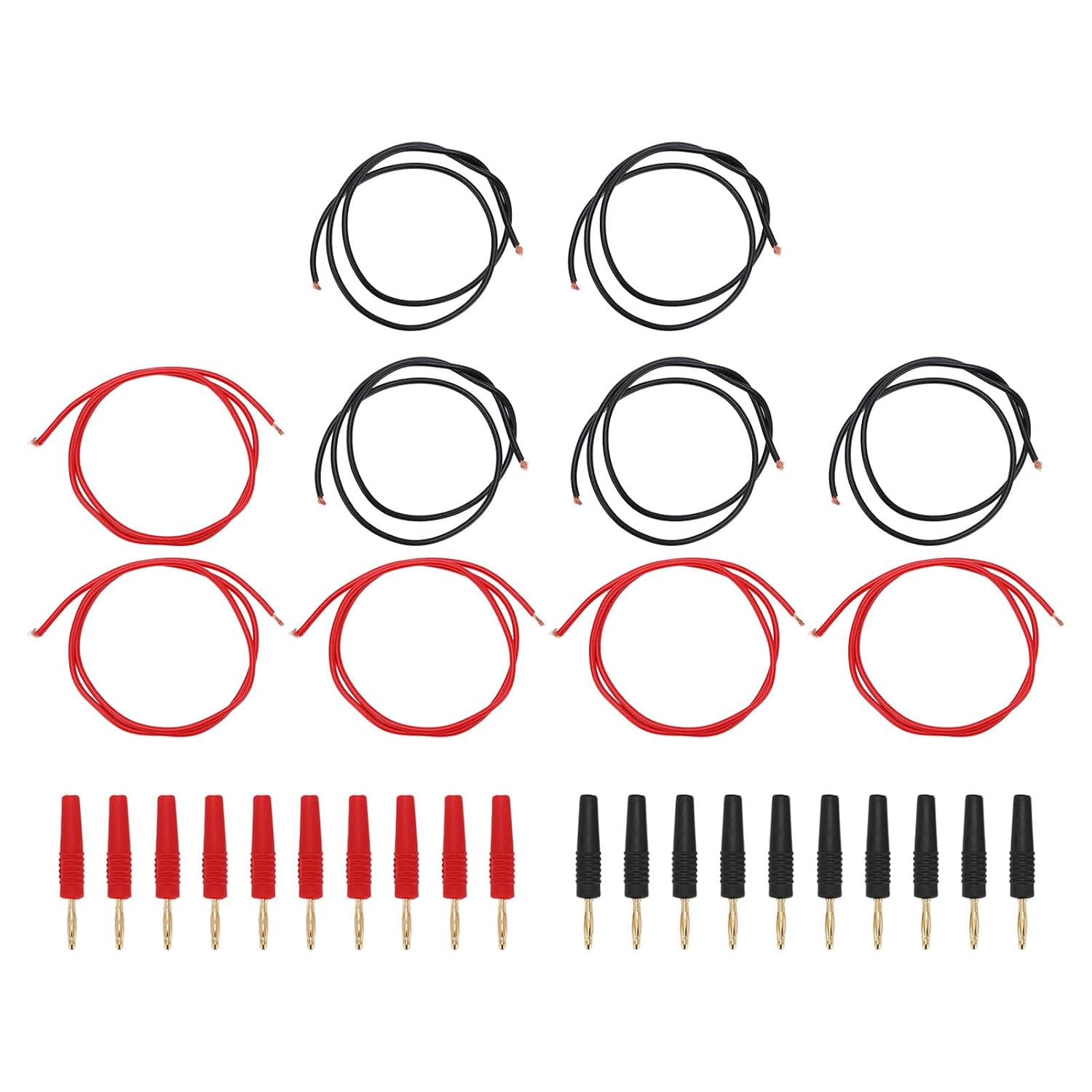 5 Pack 2mm Male to Male 10A Welding Test Cable with 30V AC 60V DC for