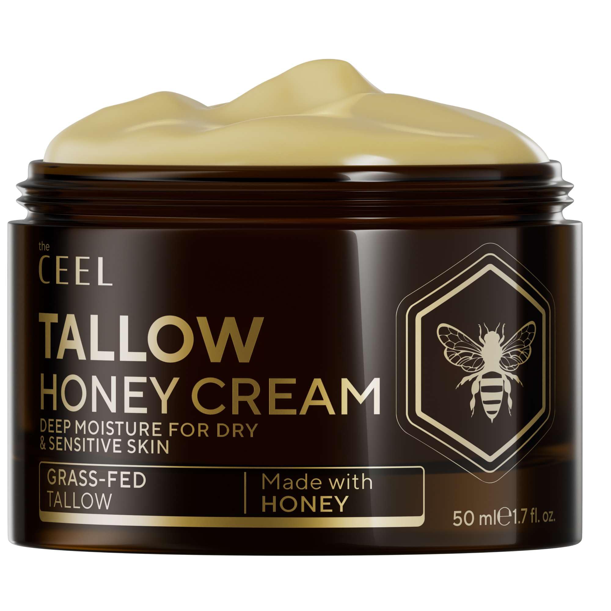 The Ceel Doğal Beef Tallow (İçyağı) ve Ballı Yüz & Vücut Kremi 50ml - Bal ve Shea Yağı İçeren Derinlemesine Nemlendirici - Kuru ve Hassas Ciltler İçin Hafif Günlük Bakım Kremi