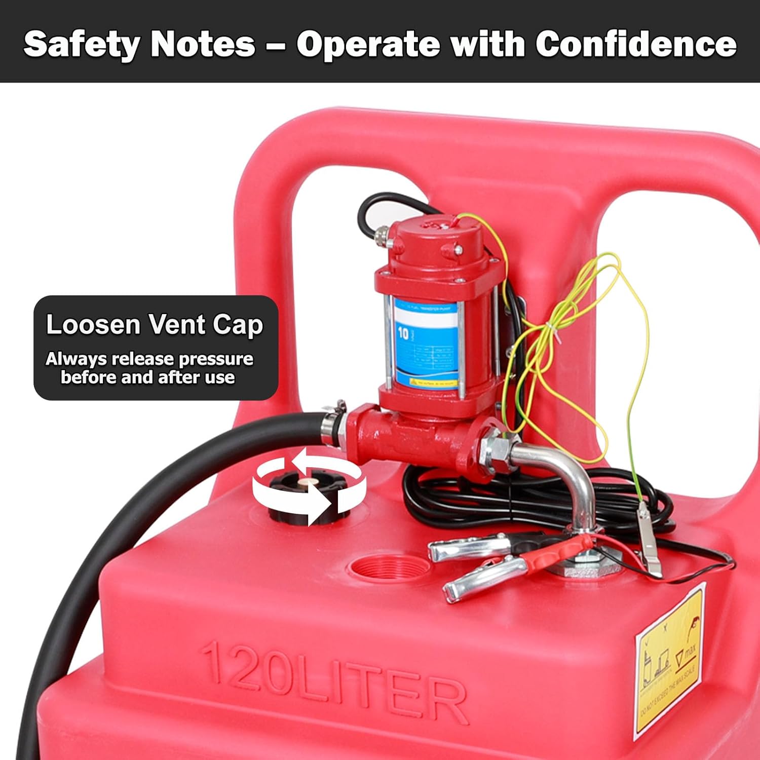 32 Gallon Portable Fuel Caddy Tank with 12V 10GPM Electric Pump, Auto Shut-Off Nozzle, 13FT Hose & Wheels, Fuel Transfer Tank for Gasoline & Diesel