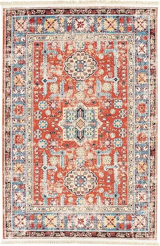 Miniatura 2 de Alfa Rich Alfombra ultrafina (0.25 pulgadas), 3 x 5, color rojo claro, lavable, antideslizante, para sala de estar, dormitorio, alfombra