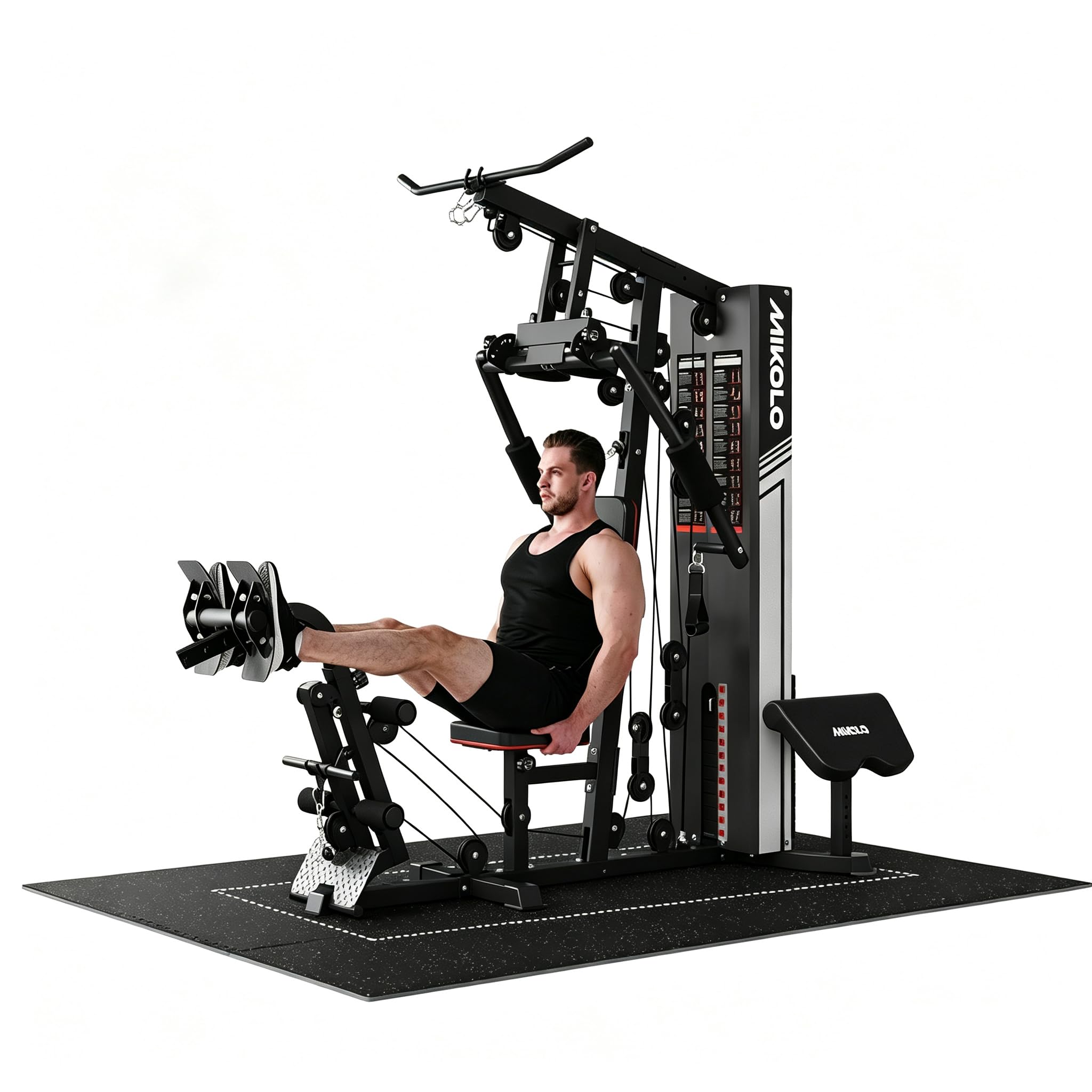 Mikolo Home Gym, Workout Station with 150LBS Weight Stack, Multifunctional Home Gym Equipment, Exercise Equipment for Full Body Strength Training