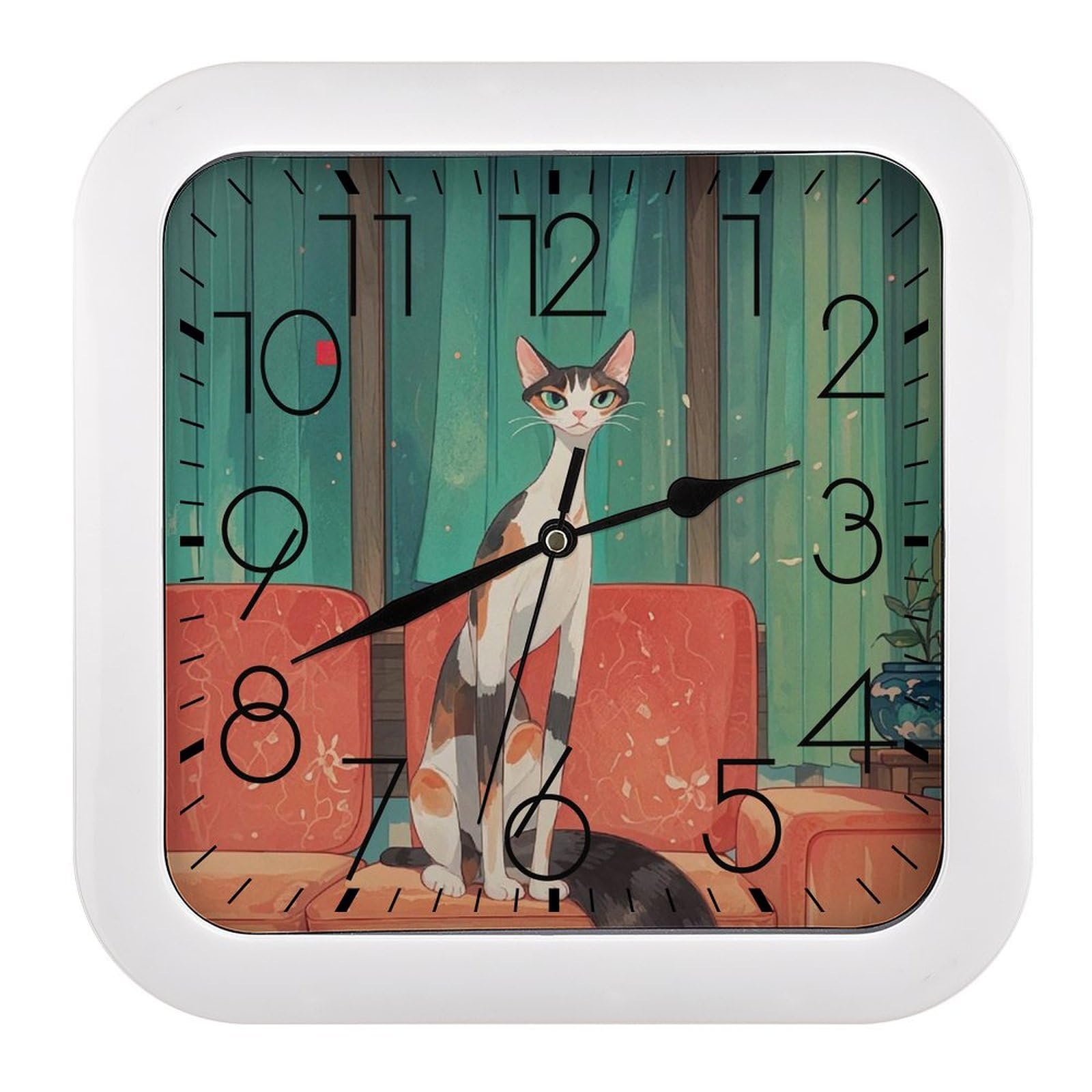 Horloge murale carrée 25,4 cm silencieuse à piles pour bureau
