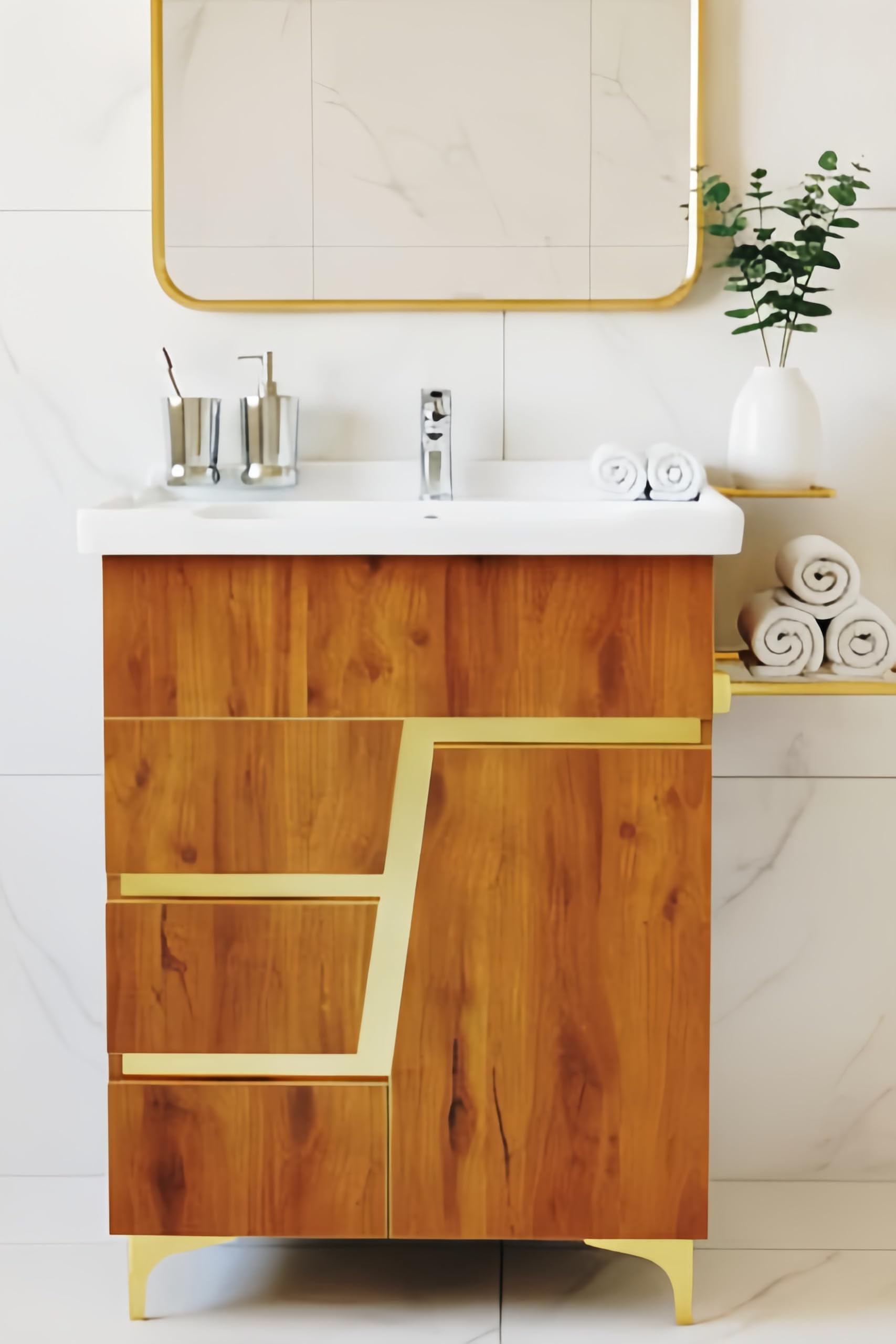 SAP-Luxury Bathroom venity wash Basin 24x18 (Light Wooden) HDHMR BOAD-image-11