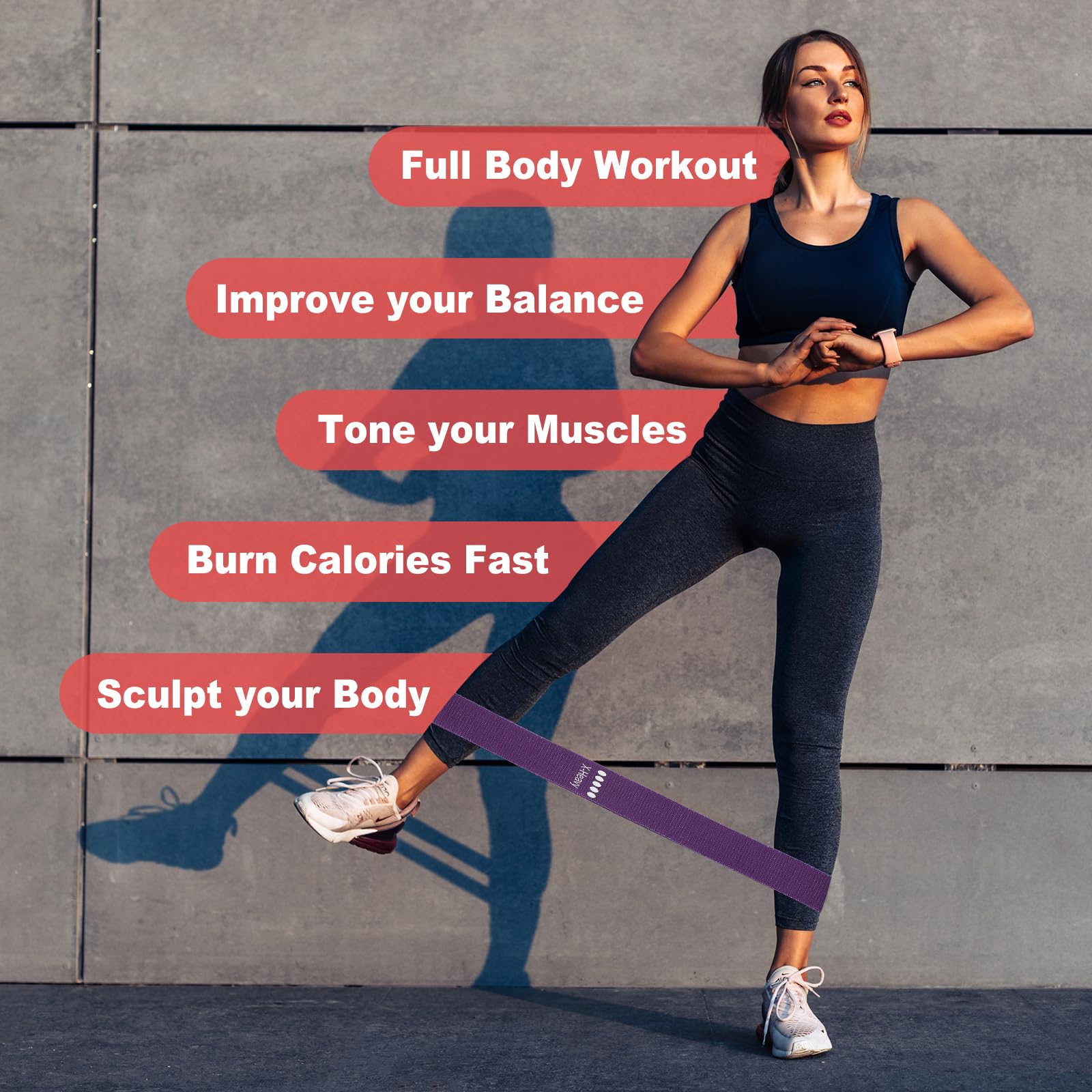 PATIKIL Fasce di resistenza in tessuto, fasce elastiche per esercizi per donne e uomini, fasce per allenamento per gambe del sedere, per fitness e pilates