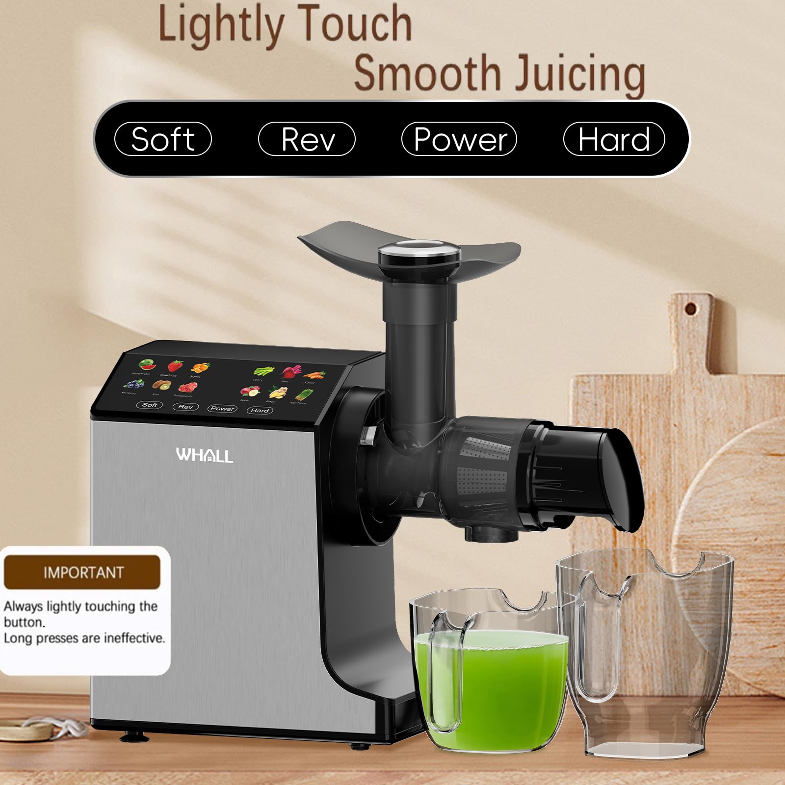 Whall Masticating Slow Juicer, Professional Stainless