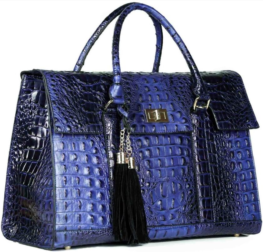 16" Stylish Luxury Faux Leather Laptop / Ipad / Tablet Handbag Shoulder Bag Women's Executive Fashion Briefcase Handbag - "Savannah Heritage" Limited Edition (Royal Blue)