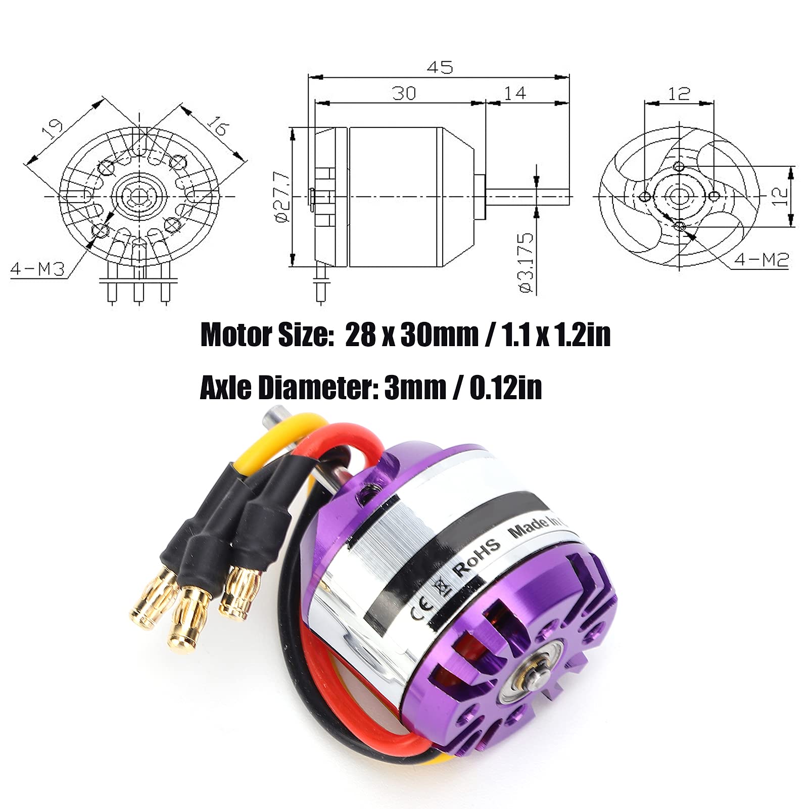 Joyzan Outrunner Brushless Motor, Motore Rc Telecomando Quadcopter Rotore Esterno Senza Spazzole Kit Aereo Speed Controller Sensore Copter Accessorio Drone per Aerei Aliante Quadricottero Elicottero