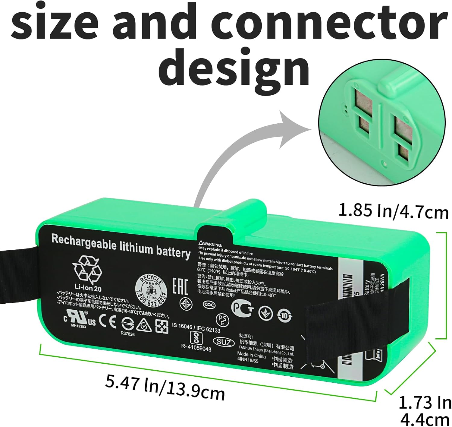 1800LI Replacement battery Compatible with Roomba 960 981 970 965 801 805 850 860 890 891 895 695 690 685 680 677 675 671 670 665 652 640 614 615 4376392 for iRobot Roomba 500 600 700 800 900 Series