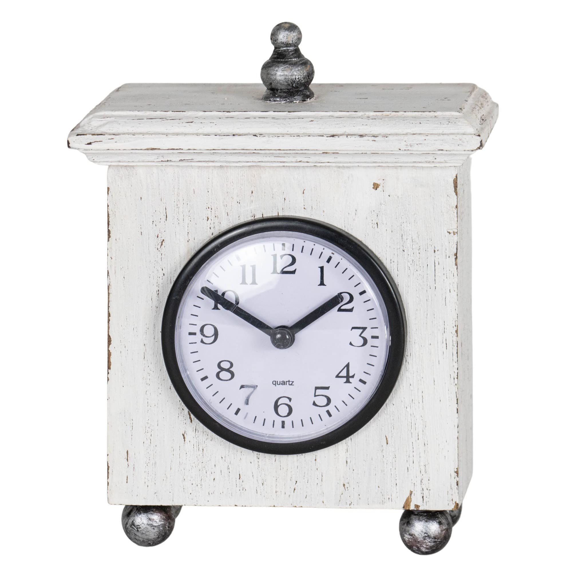 Reloj de mesa de madera blanca decorativo cuadrado de plexiglás