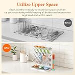 Lifewit Large Baby Bottle Drying Rack for 15 Bottles, Removable Pacifiers Box, Drip Tray, Vertical Rack for Bottle Accessories, Weighted Straws，Pump Parts, BPA-Free, White&Gray, Without Drain Mat