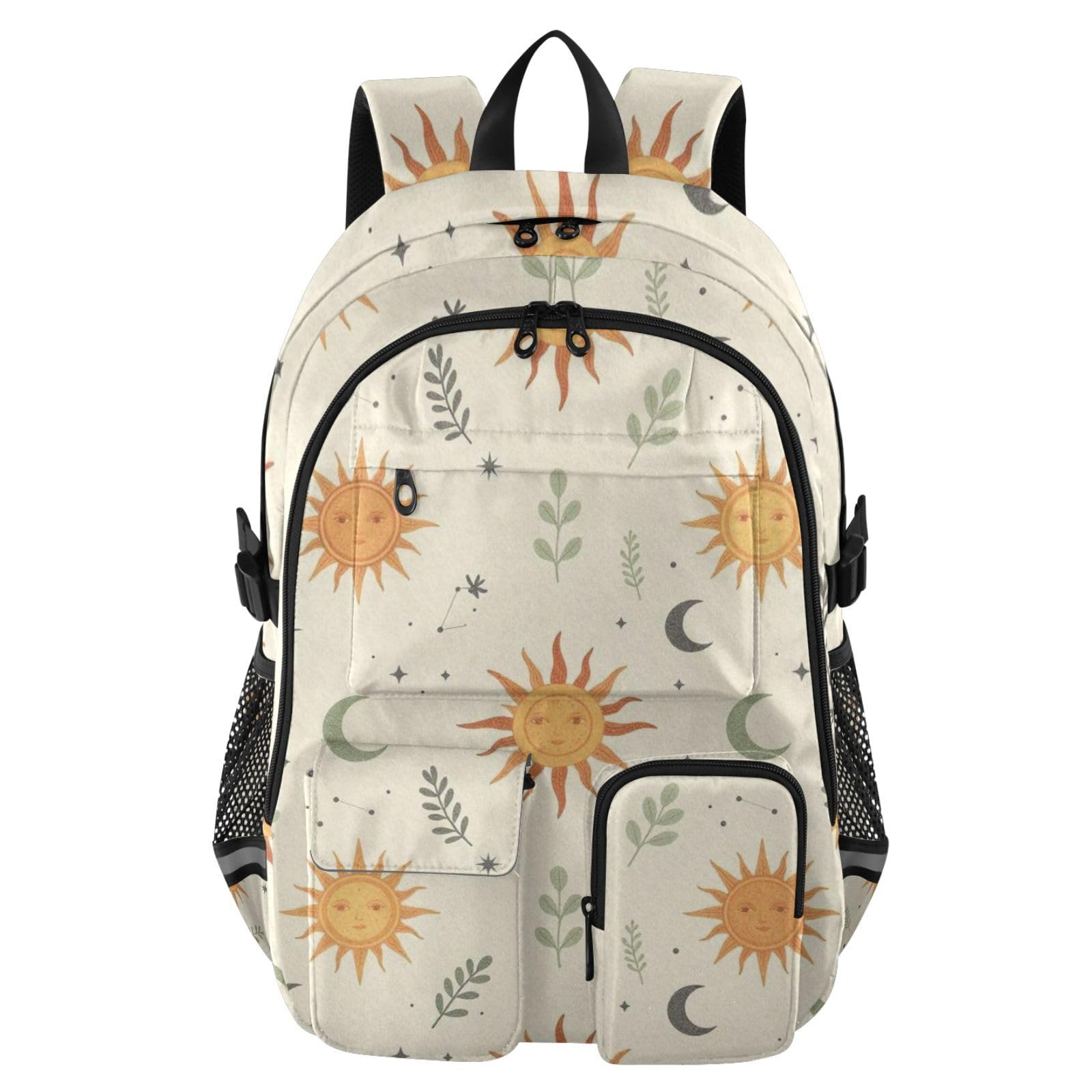 Mochila de viaje grande bohemia de sol y luna para portátiles de 17.5 pulgadas y universidad 8